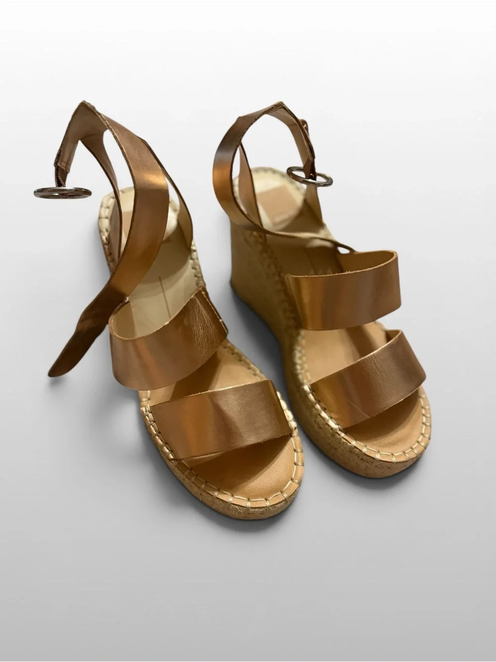 Dolce Vita Metallic Bronze Espadrille Wedge Sandals Size 8